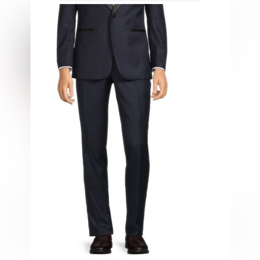 Cavalli Class Slim Fit 100% Wool Lined Black Unhemmed Dress Pant Sz 36‎ X 35